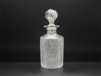 Victorian Gents Round Cut Glass Scent Bottle
