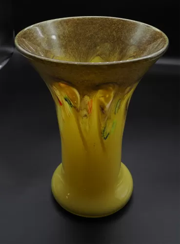 Huge Scottish Vasart Yellow Flower Vase