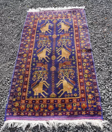 Rare Vintage Caucasian Pictorial Lion Rug