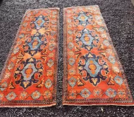 Rare Pair of Antique Afghan Wool Runners