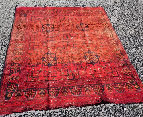 Antique Afghan Hand Knotted Wool Carpet