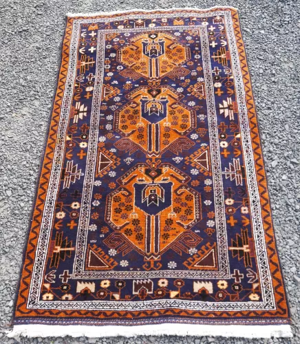 Fine Quality Afghan Mainly Blue Wool Rug