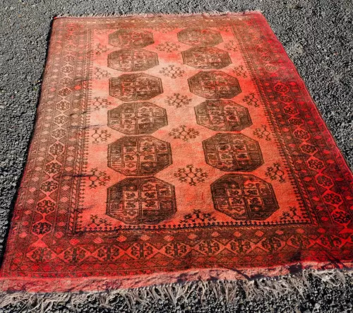 Afghan Hand Knotted Elephants Foot Carpet