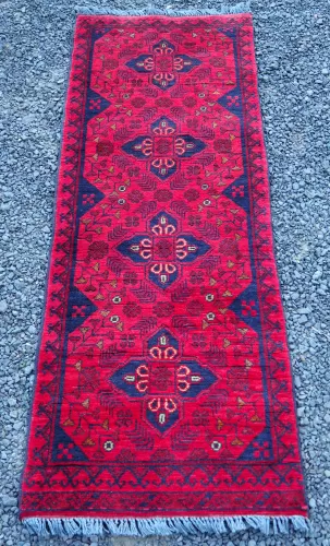 Small Vintage Afghan Wool Runner 