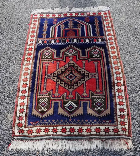 Small Vintage Afghan Prayer Rug