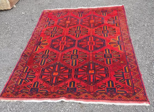 Good Clean Vintage Afghan Wool Rug