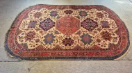 Rare Curve Ended Antique Persian Bijar Rug