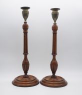 Rare Pair 18th Cent. Satinwood Candlesticks