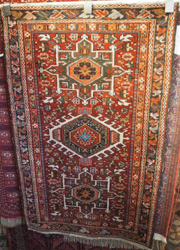 Antique Persian Heriz Small Rug