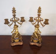 Fine Pair of Gilded Bronze Candelabra