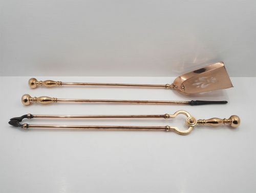 Unusual Set of Georgian Copper Fire Irons