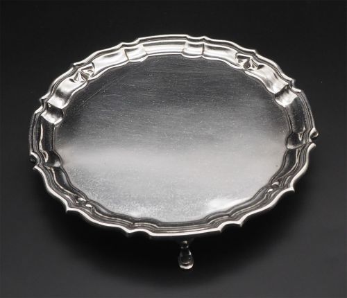 7" Silver Card Tray. Birmingham 1929