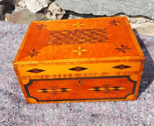 Beautiful 19th Century Parquetry Inlaid Work Box
