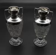 Pair Victorian Silver Topped Bud Vases