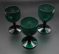 3 Similar Georgian Green Wine Glasses