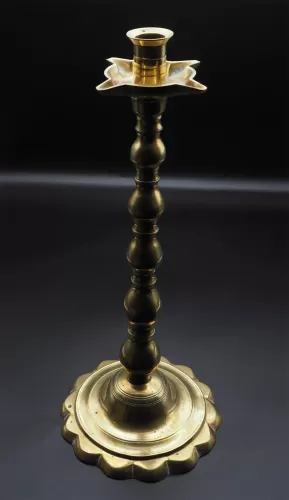Large Antique Dutch Brass Single Candlestick