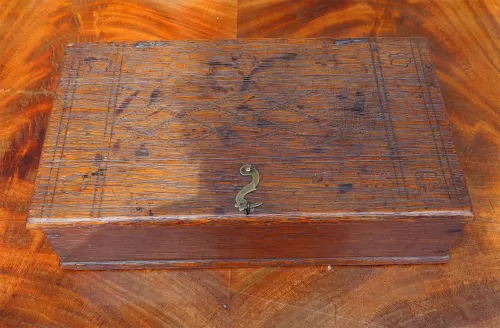 18th Century Oak Scratch Carved Box