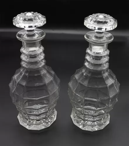 Large Pair of Antique Cut Glass Decanters