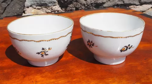 Pair 18th Century Porcelain Tea Bowls