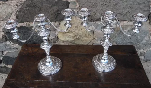 Pair Victorian Silver Plated Candelabra