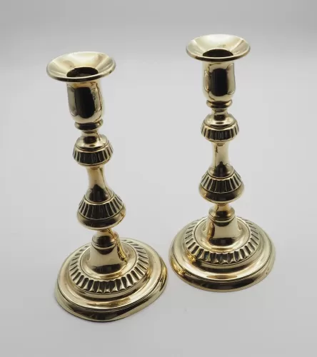 Nice Design Pair of Georgian Brass Candlesticks