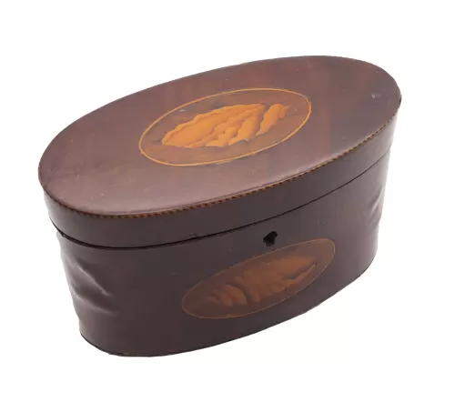 19th Century Oval Mahogany Tea Caddy