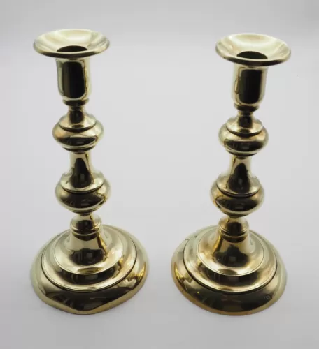 Good Pair of Georgian Brass Candlesticks
