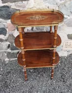 Victorian Brass Inlaid Walnut Etagere