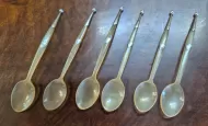 Set of 6 Scottish Horn & Silver Spoons