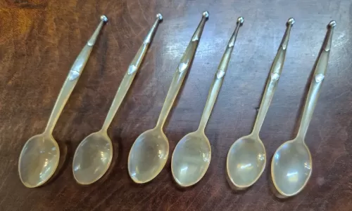 Set of 6 Scottish Horn & Silver Spoons