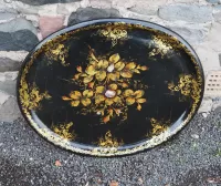 Large 19th Century Oval Papier Mache Tray