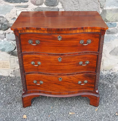 Rare Small Serpentine Secretaire Chest