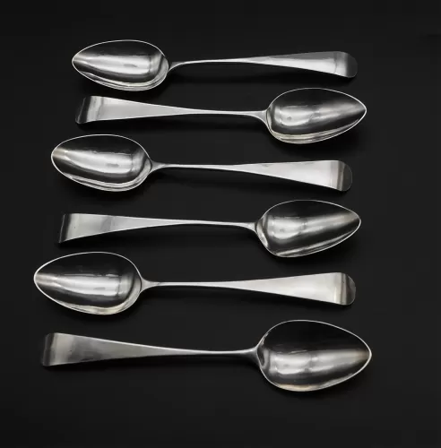Set of Six 18th Century Silver Teaspoons