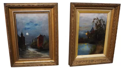 Atmospheric Pair of Victorian Oil Paintings. 