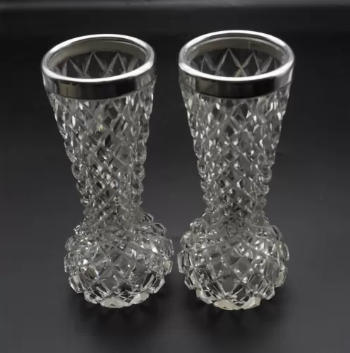 Good Pair of Silver Topped Flower Vase