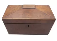 Regency Burr Yew-wood Tea Caddy. Complete