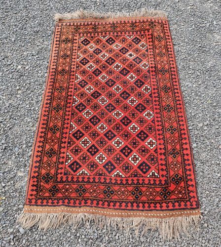 Small Size Vintage Afghan Wool Rug
