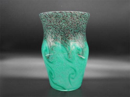 Huge Scottish Strathearn Art Glass Green Vase