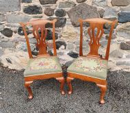 Pair Georgian Walnut Cabriole Leg Chairs
