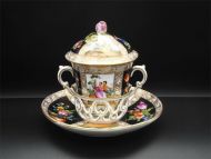 Dresden Porcelain Chocolate Cup, Cover & Stand
