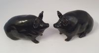 Very Rare Pair of Scottish Wemyss Black Pigs